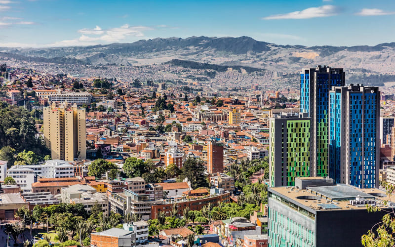 Vue panoramique de Bogota de jour.