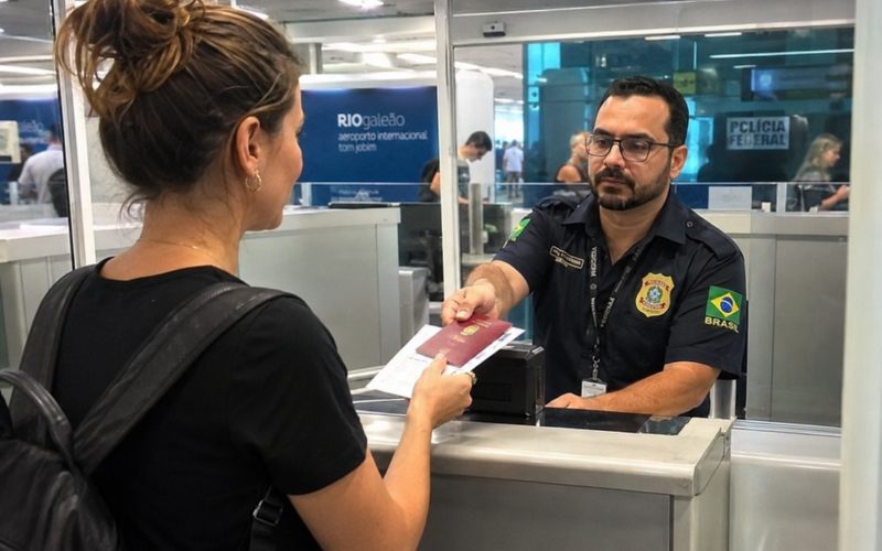 Contrôle d'immigration à l'aéroport au Brésil.
